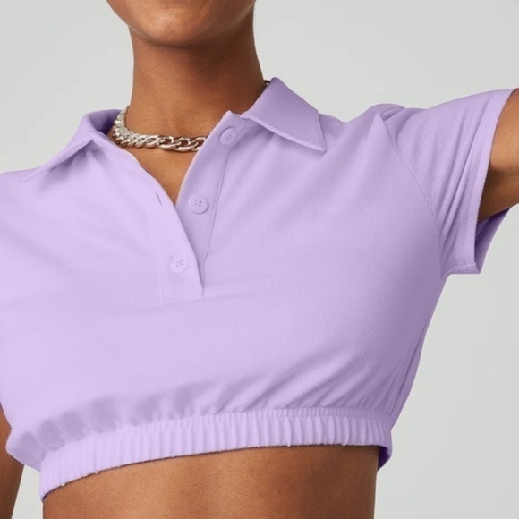 ALO Yoga Tops - ALO Cropped Prestige Polo - Violet Skies
